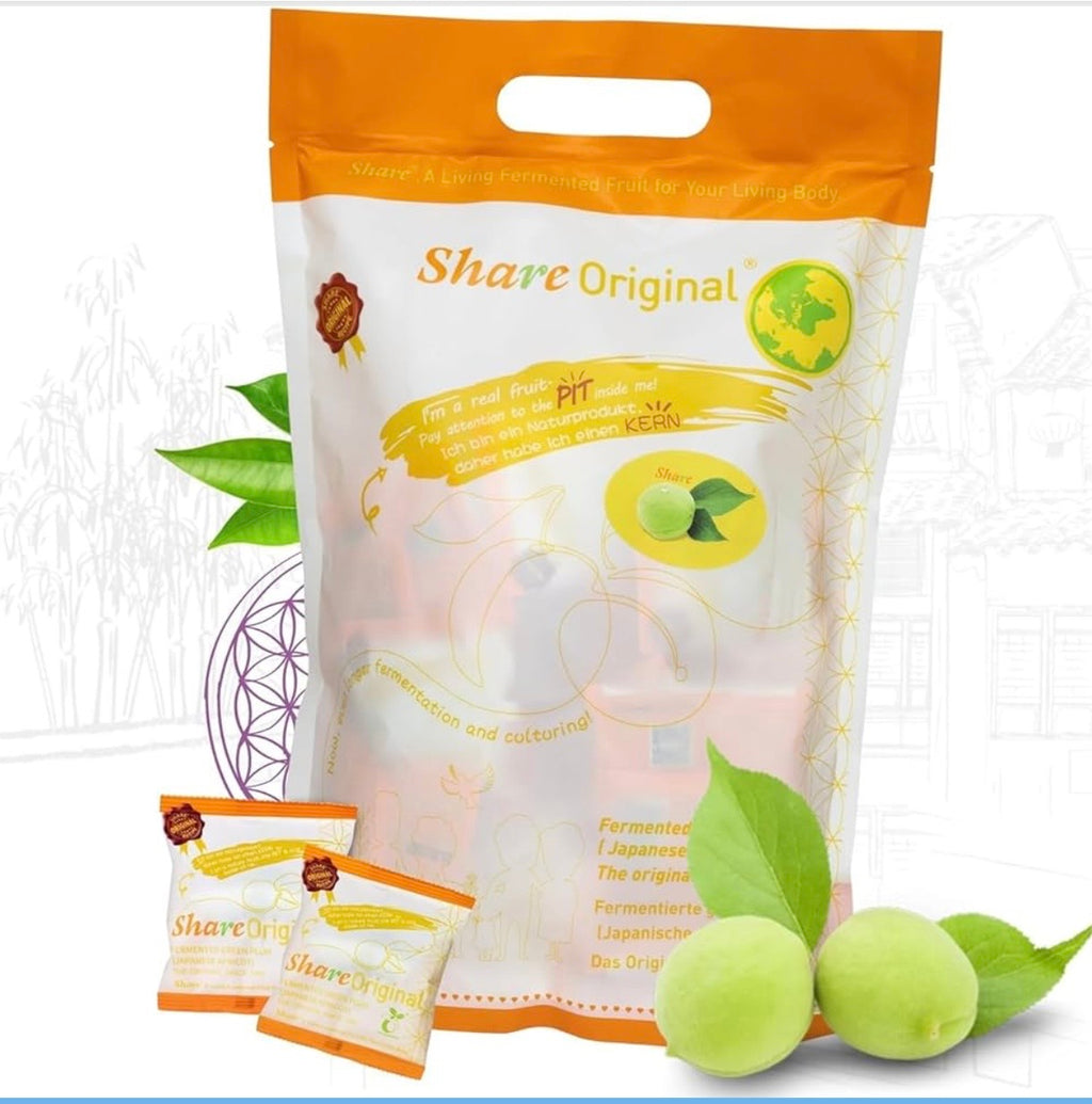 Share Original Fermented Green Plum (Japanese Apricot) – 1.1 lb, 30-Month Fermented, Whole Fruit with Pit, Individually Wrapped, Vegan