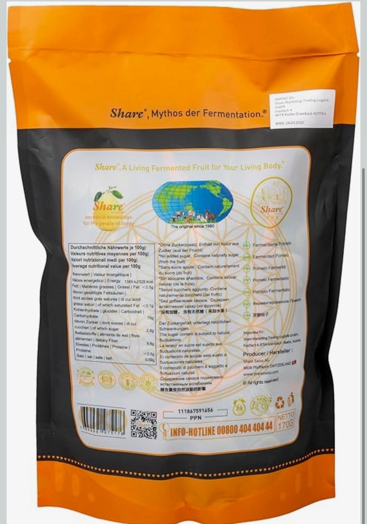Share Pomelozzini 0,375lb | Original fermented naturally grown grapefruit, fermentation period minimum 30 months, fermented grapefruit, Share Swiss AG