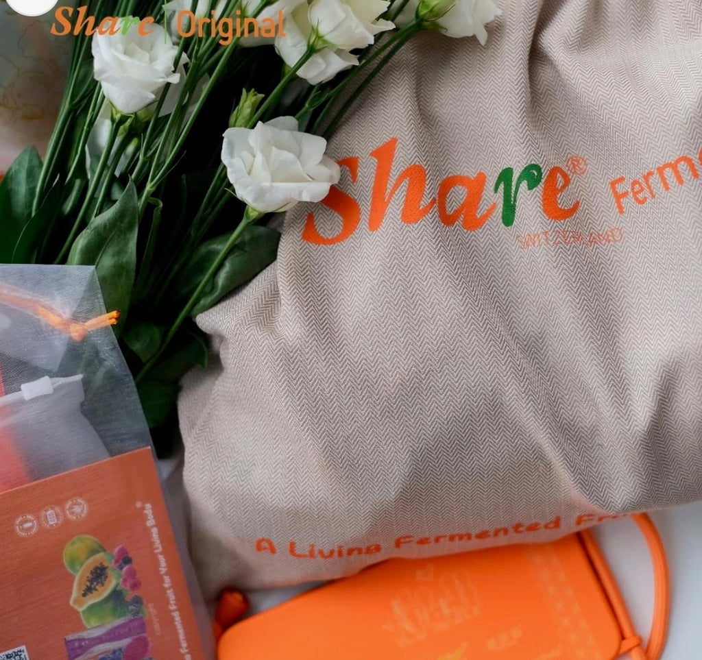 (90-Day Plan Fabric Eco-Bag) Share Original® Fermented Japanese Apricot/Plum 90-piece in Reusable Fabric Bag: 30+month Fermented w. Living Ingredients (Not Lab-Made), Vegan/Plant-Based; Lactose-Free (Made in Switzerland, Free Shipping)